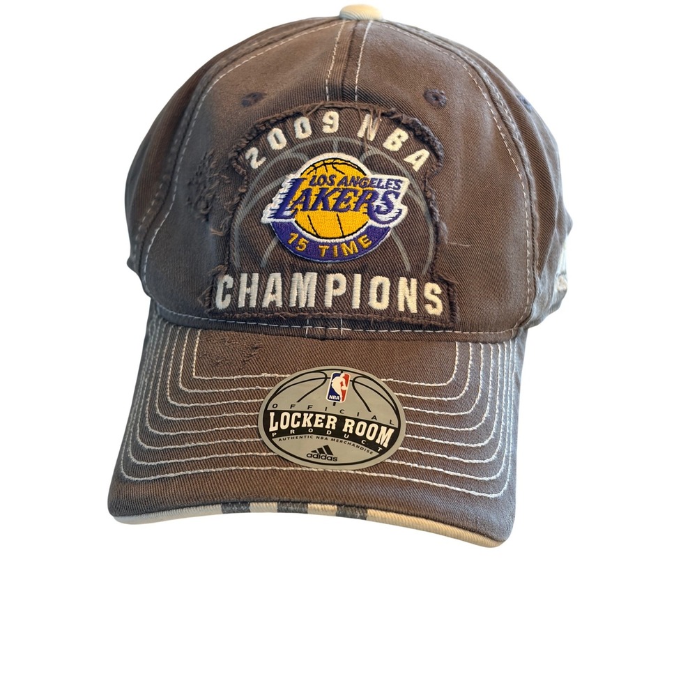 Adidas Los Angeles Lakers 2009 NBA Champions Brown Hat Locker Room Distressed